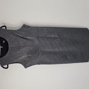 Tommy Hilfiger Elegant Metallic Silver Charcoal Fitted Sleeveless Midi Dress